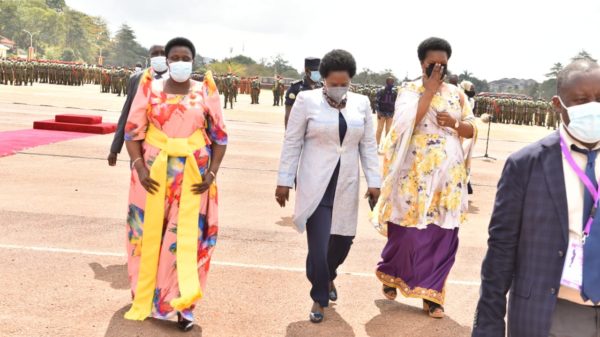 The Vice President HE Jessica Alupo arrives for women's day celebrations at Kololo a few minutes ago